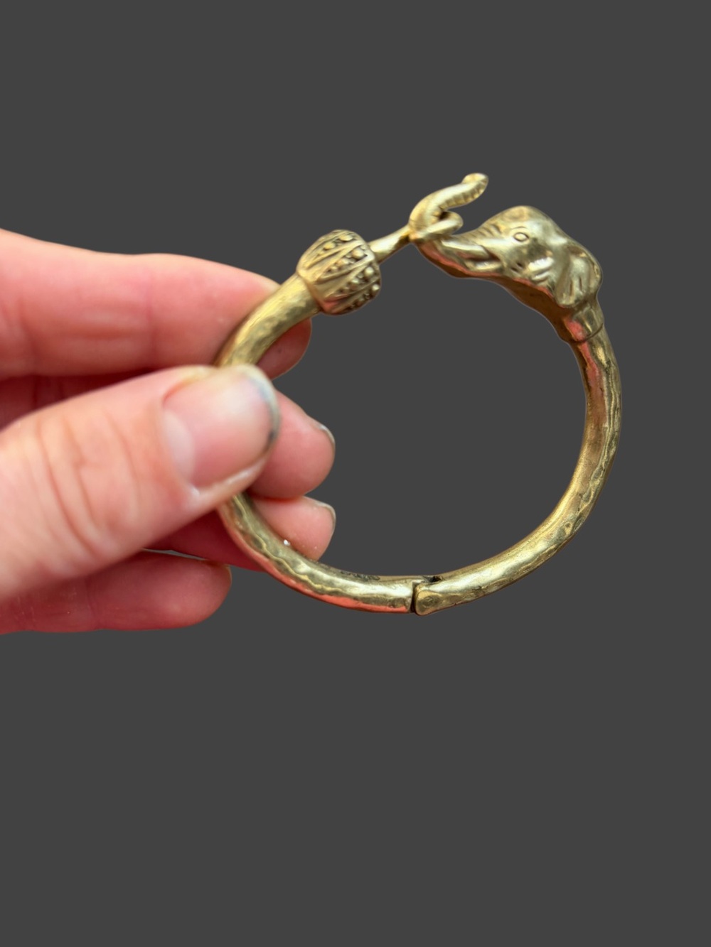 Lucky Brand Gold-Toned Elephant Head Hinged Bangle Bracelet